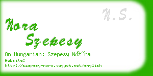 nora szepesy business card